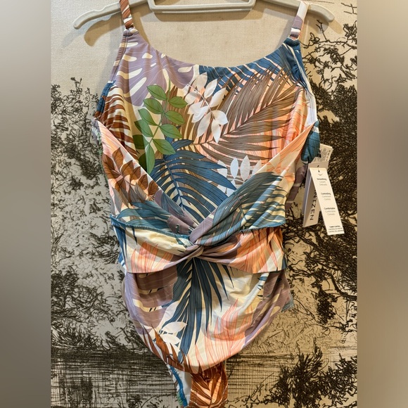 Jantzen Tummy Control Palm Palm Lingerie one-piece swimsuit - Picture 2 of 5